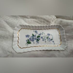 Floral Porcelain Tray with Gold Trim